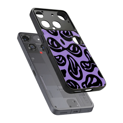 Acid Smiles Purple sleek nothing phone 3 cover with tempered glass back and TPU edges