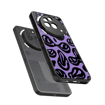 Acid Smiles Purple sleek nothing phone 3a pro cover with tempered glass back and TPU edges
