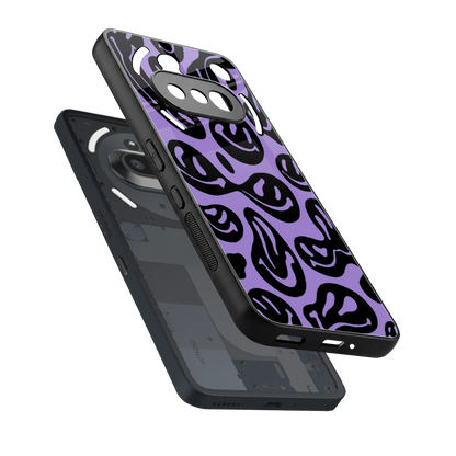 Acid Smiles Purple sleek nothing phone 3a cover with tempered glass back and TPU edges
