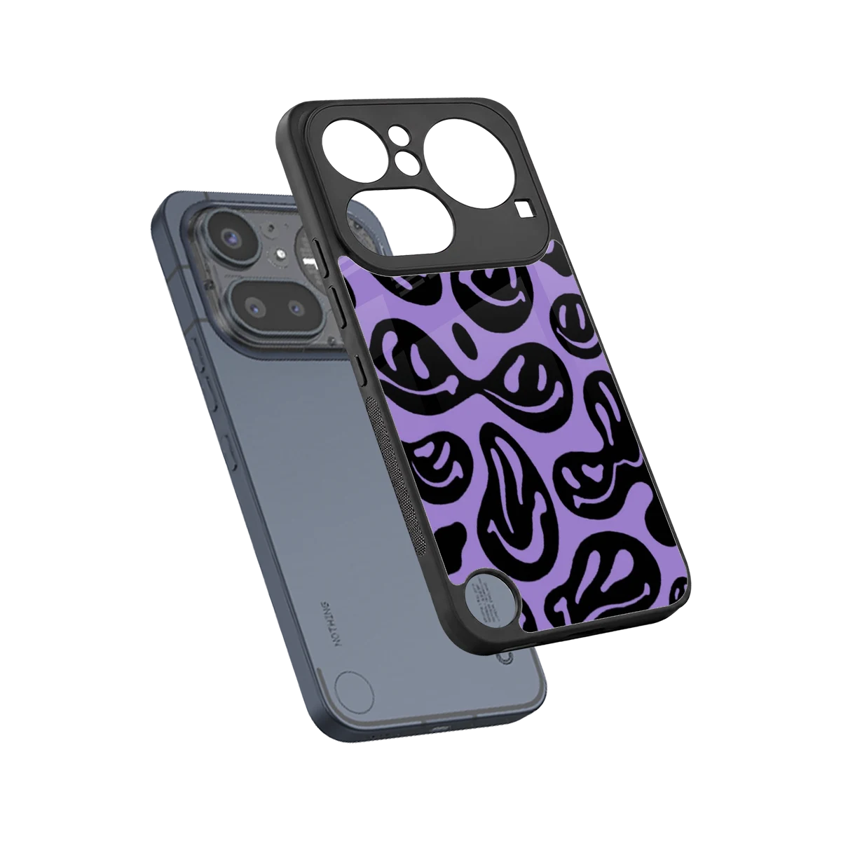 Acid Smiles Purple sleek nothing phone 4a pro cover with tempered glass back and TPU edges