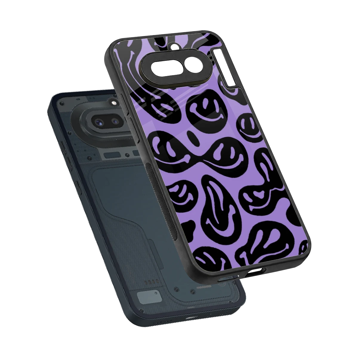 Acid Smiles Purple sleek nothing phone 4a cover with tempered glass back and TPU edges