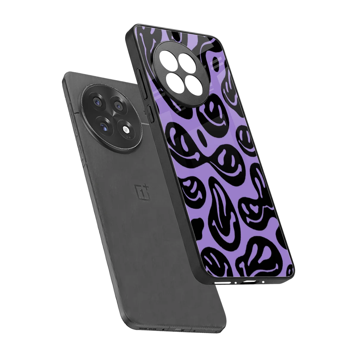 Acid Smiles Purple sleek oneplus 13r cover with tempered glass back and TPU edges