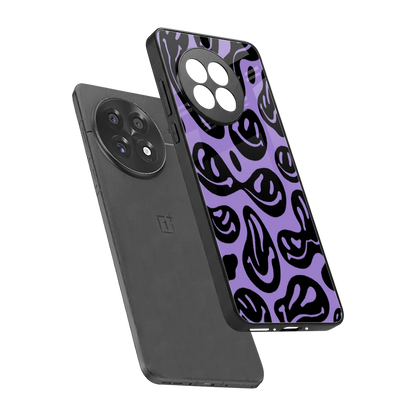 Acid Smiles Purple sleek oneplus 13r cover with tempered glass back and TPU edges