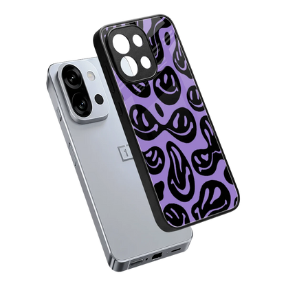 Acid Smiles Purple sleek oneplus 13s cover with tempered glass back and TPU edges