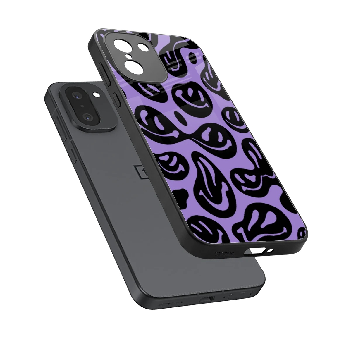 Acid Smiles Purple sleek oneplus 15r cover with tempered glass back and TPU edges