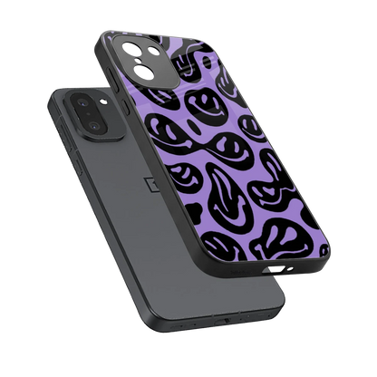 Acid Smiles Purple sleek oneplus 15r cover with tempered glass back and TPU edges