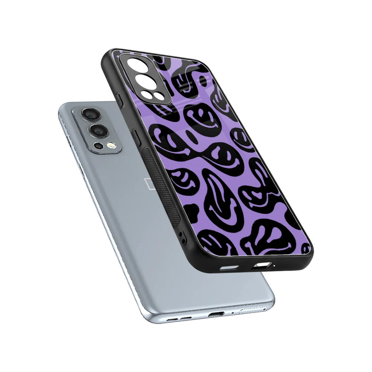 Acid Smiles Purple sleek oneplus nord 2 cover with tempered glass back and TPU edges