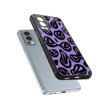 Acid Smiles Purple sleek oneplus nord 2 cover with tempered glass back and TPU edges