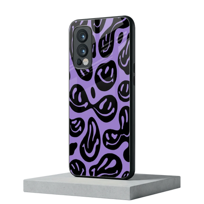 Acid Smiles Purple oneplus nord 2 mobile cover | shockproof glass phone case