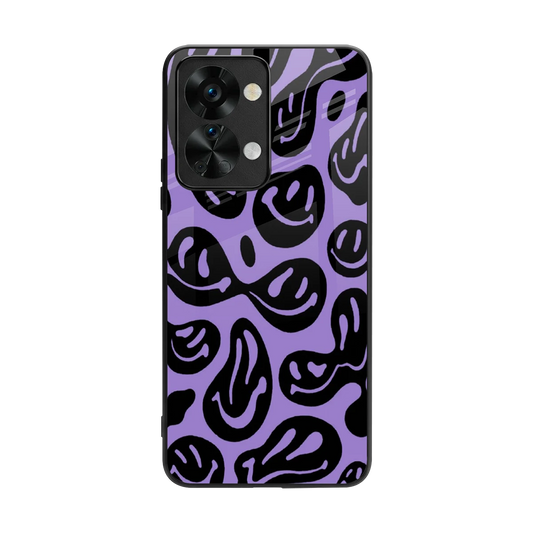 Acid Smiles Purple back phone cover | glass case for oneplus nord 2t