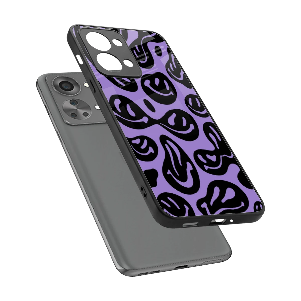Acid Smiles Purple sleek oneplus nord 2t cover with tempered glass back and TPU edges