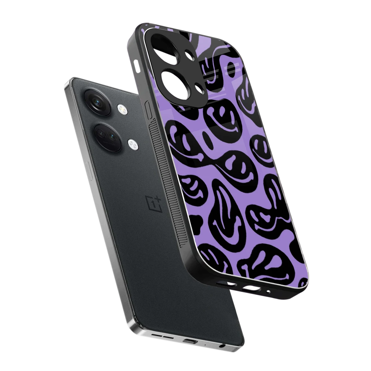 Acid Smiles Purple sleek oneplus nord 3 cover with tempered glass back and TPU edges