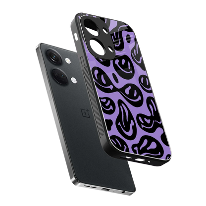 Acid Smiles Purple sleek oneplus nord 3 cover with tempered glass back and TPU edges