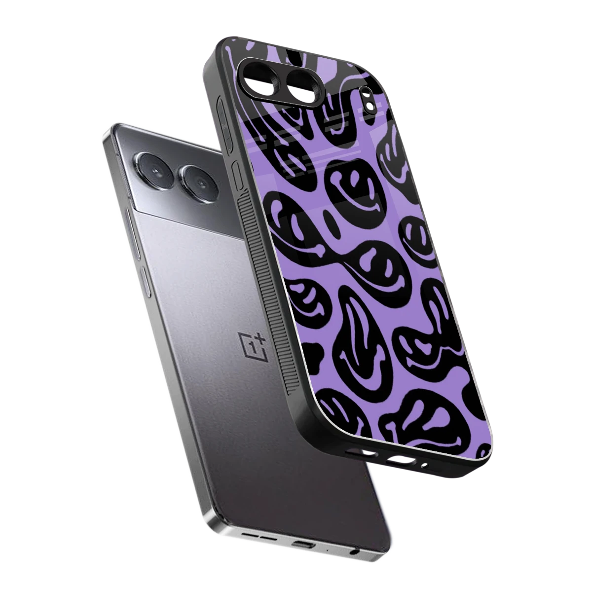 Acid Smiles Purple sleek oneplus nord 4 cover with tempered glass back and TPU edges