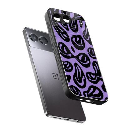 Acid Smiles Purple sleek oneplus nord 4 cover with tempered glass back and TPU edges