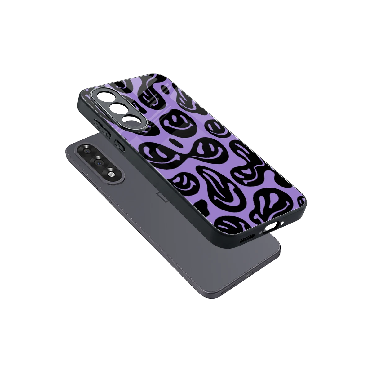 Acid Smiles Purple sleek oneplus nord 5 cover with tempered glass back and TPU edges