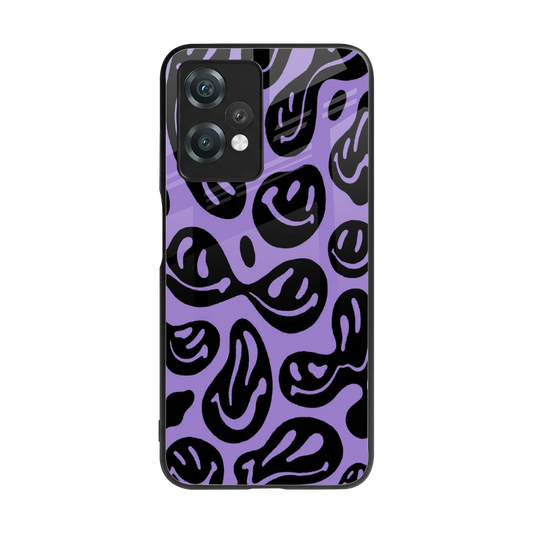 Acid Smiles Purple back phone cover | glass case for oneplus nord ce 2 lite