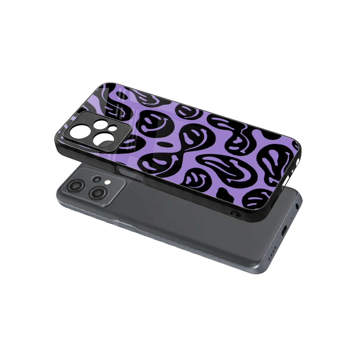 Acid Smiles Purple sleek oneplus nord ce 2 lite cover with tempered glass back and TPU edges