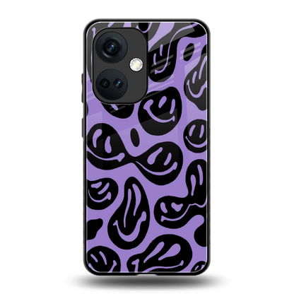 Acid Smiles Purple back phone cover | glass case for oneplus nord ce 3