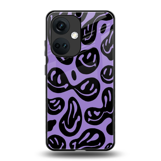 Acid Smiles Purple back phone cover | glass case for oneplus nord ce 3