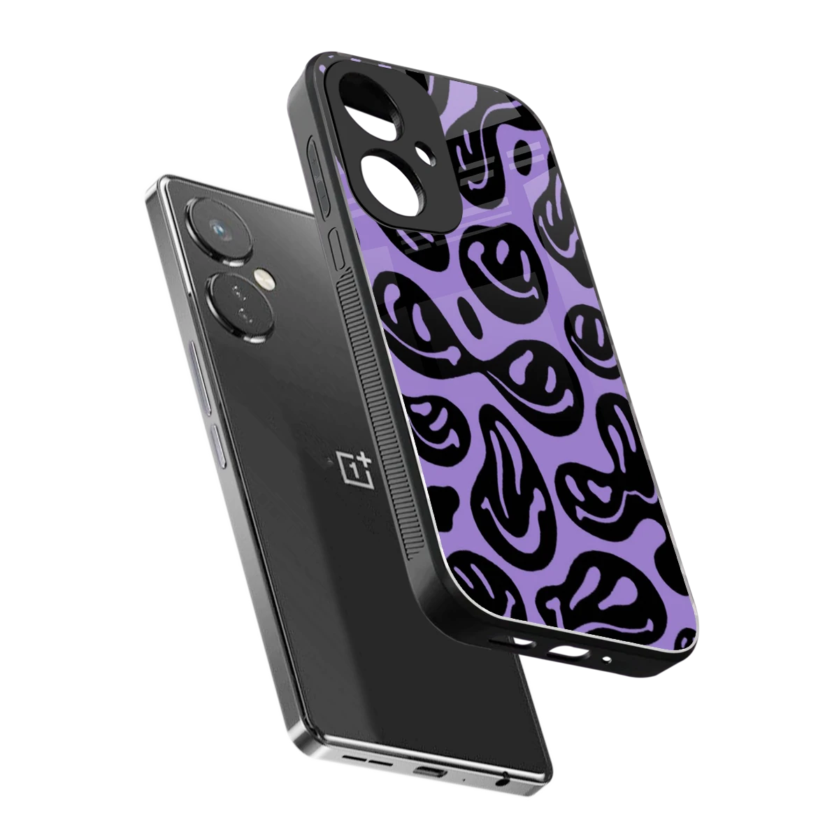 Acid Smiles Purple sleek oneplus nord ce 3 cover with tempered glass back and TPU edges