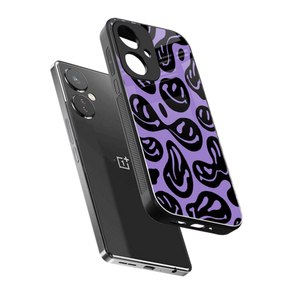 Acid Smiles Purple sleek oneplus nord ce 3 cover with tempered glass back and TPU edges