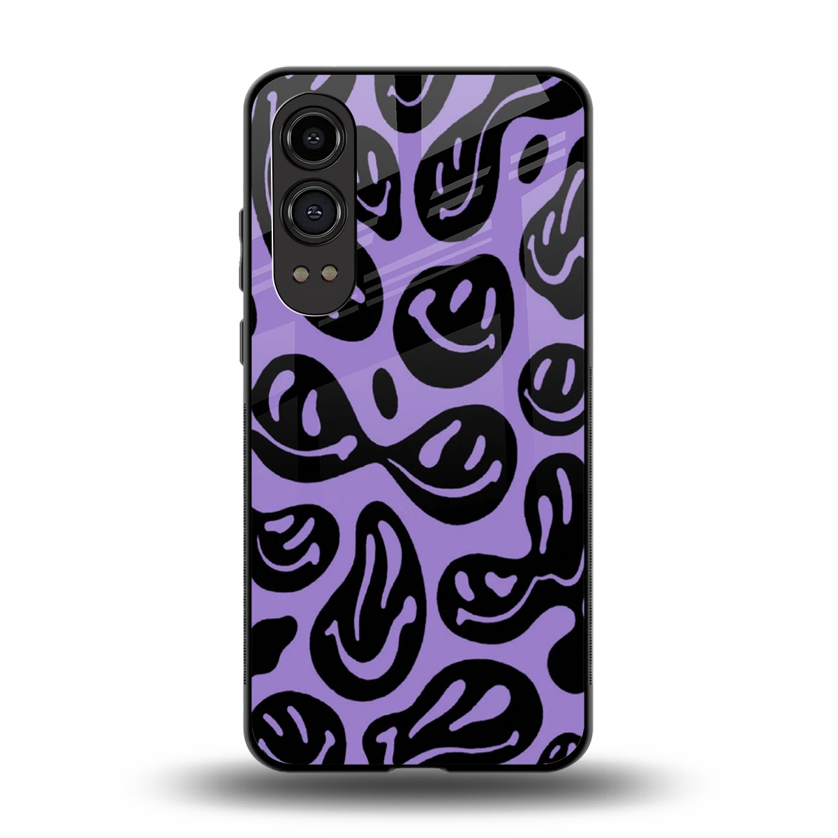Acid Smiles Purple back phone cover | glass case for oneplus nord ce 4 lite