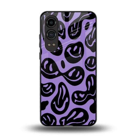 Acid Smiles Purple back phone cover | glass case for oneplus nord ce 4 lite
