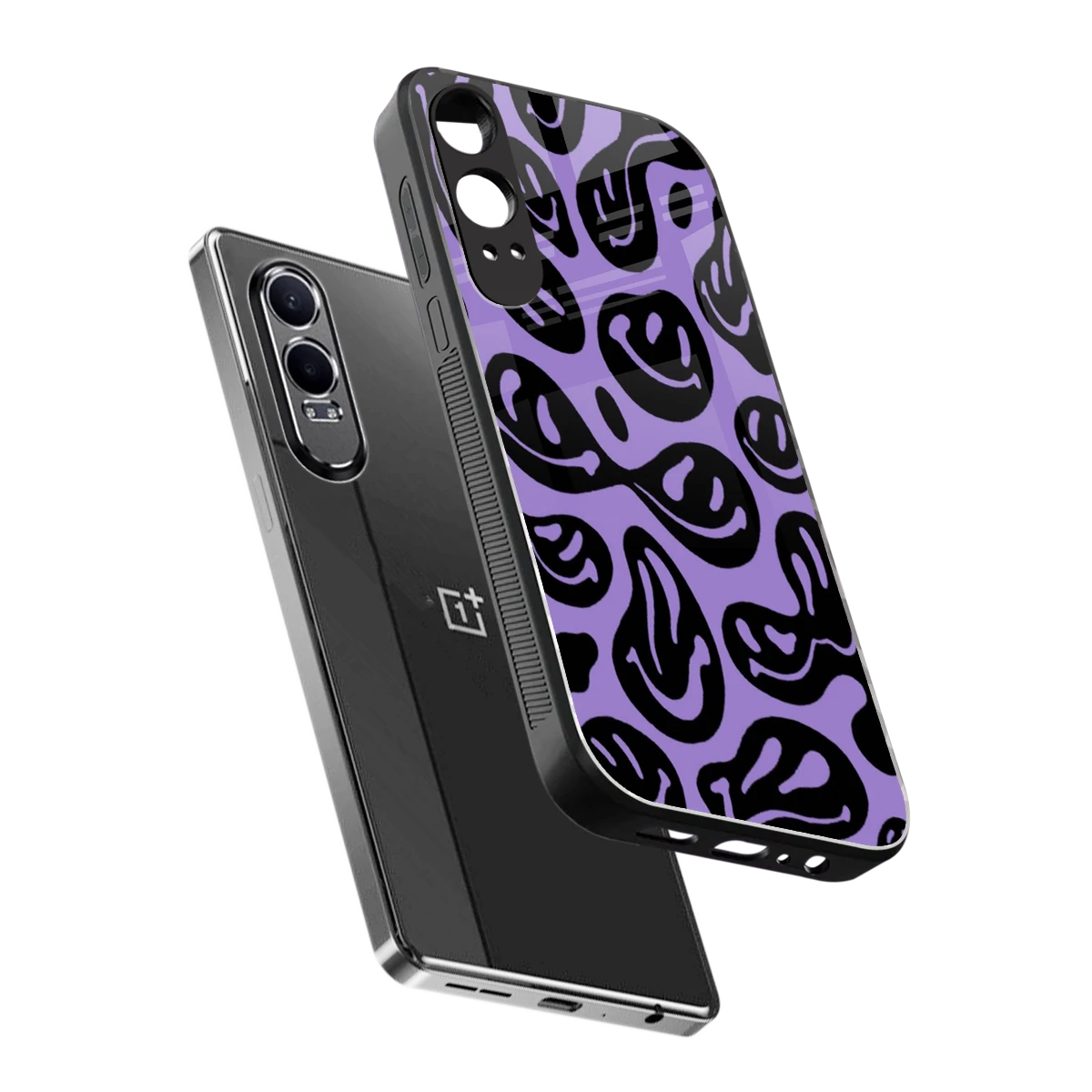 Acid Smiles Purple sleek oneplus nord ce 4 lite cover with tempered glass back and TPU edges