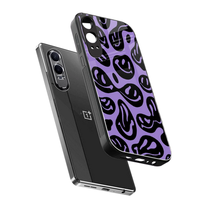 Acid Smiles Purple sleek oneplus nord ce 4 lite cover with tempered glass back and TPU edges
