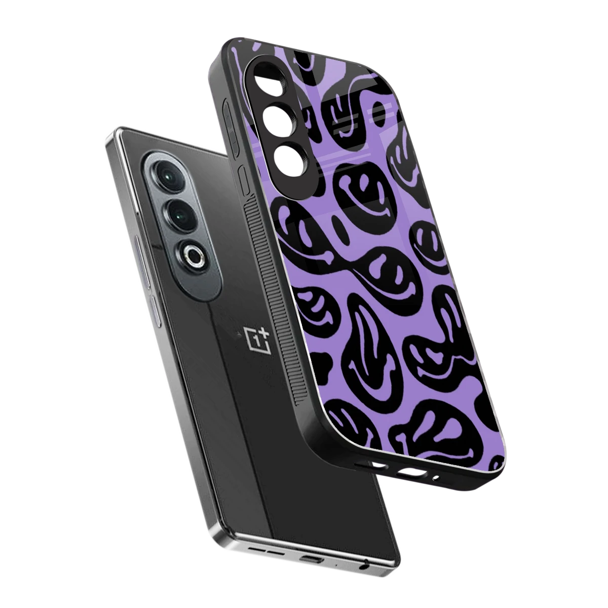 Acid Smiles Purple sleek oneplus nord ce 4 cover with tempered glass back and TPU edges