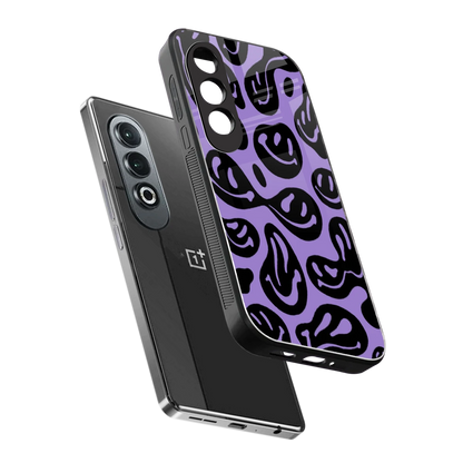 Acid Smiles Purple sleek oneplus nord ce 4 cover with tempered glass back and TPU edges
