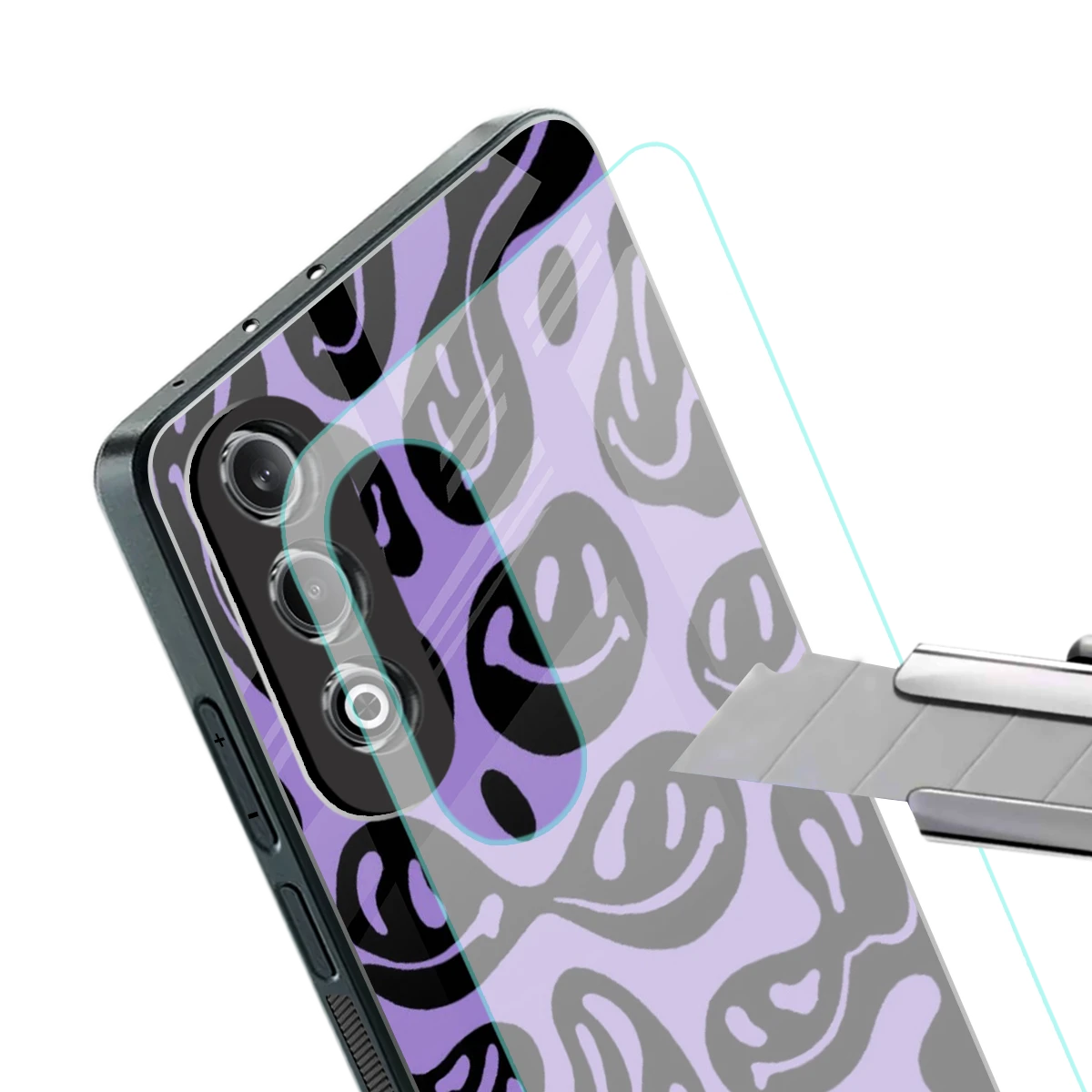 Acid Smiles Purple stylish phone case for oneplus nord ce 4 | glossy glass and slim fit