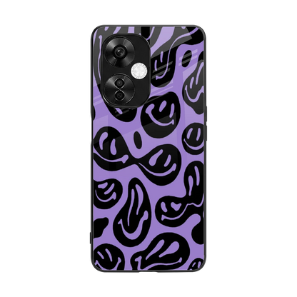 Acid Smiles Purple back phone cover | glass case for oneplus nord ce 3 lite