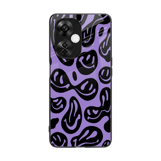 Acid Smiles Purple back phone cover | glass case for oneplus nord ce 3 lite