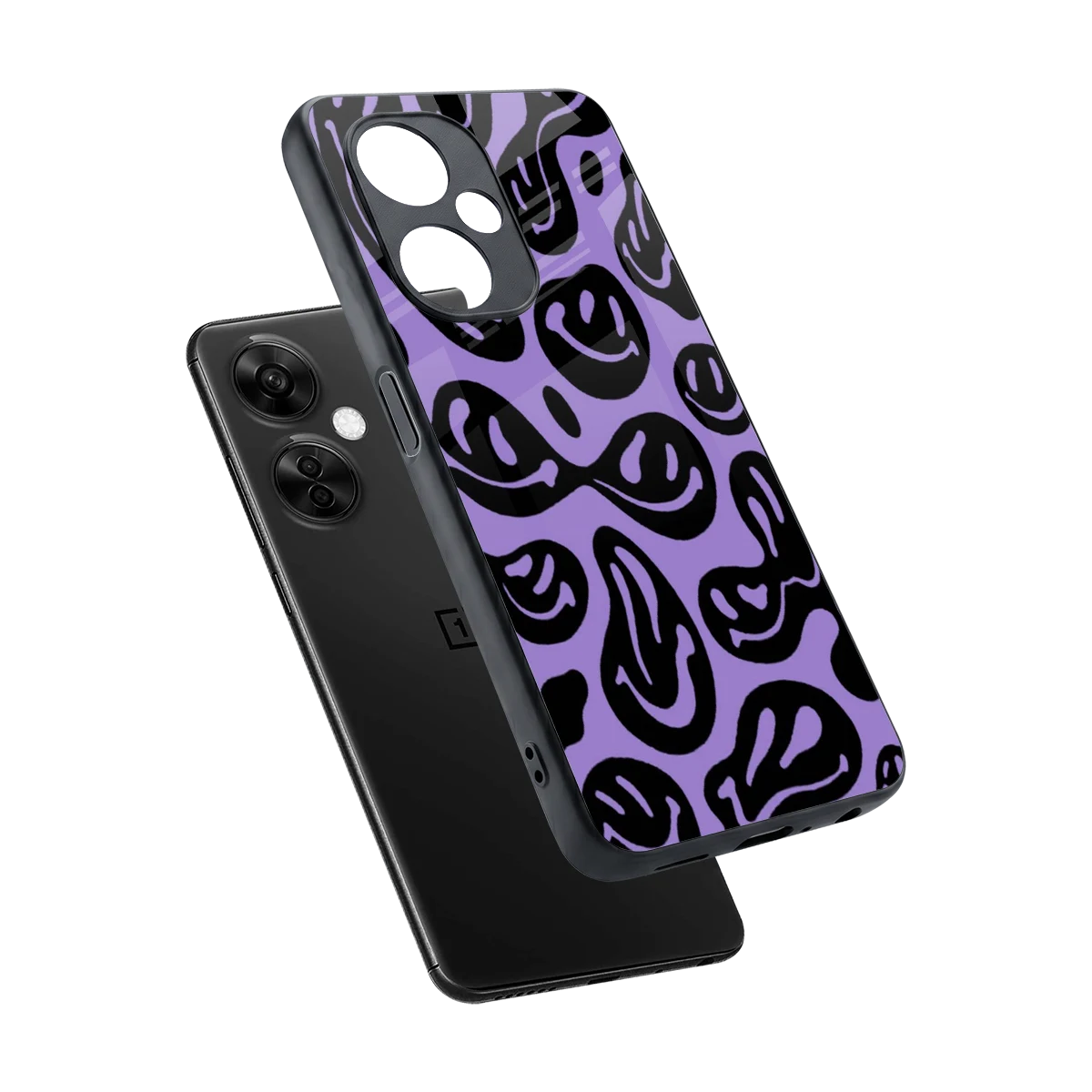 Acid Smiles Purple sleek oneplus nord ce 3 lite cover with tempered glass back and TPU edges