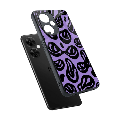 Acid Smiles Purple sleek oneplus nord ce 3 lite cover with tempered glass back and TPU edges