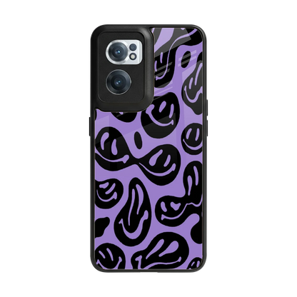 Acid Smiles Purple back phone cover | glass case for oneplus nord ce 2