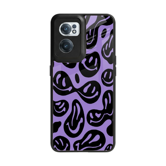 Acid Smiles Purple back phone cover | glass case for oneplus nord ce 2