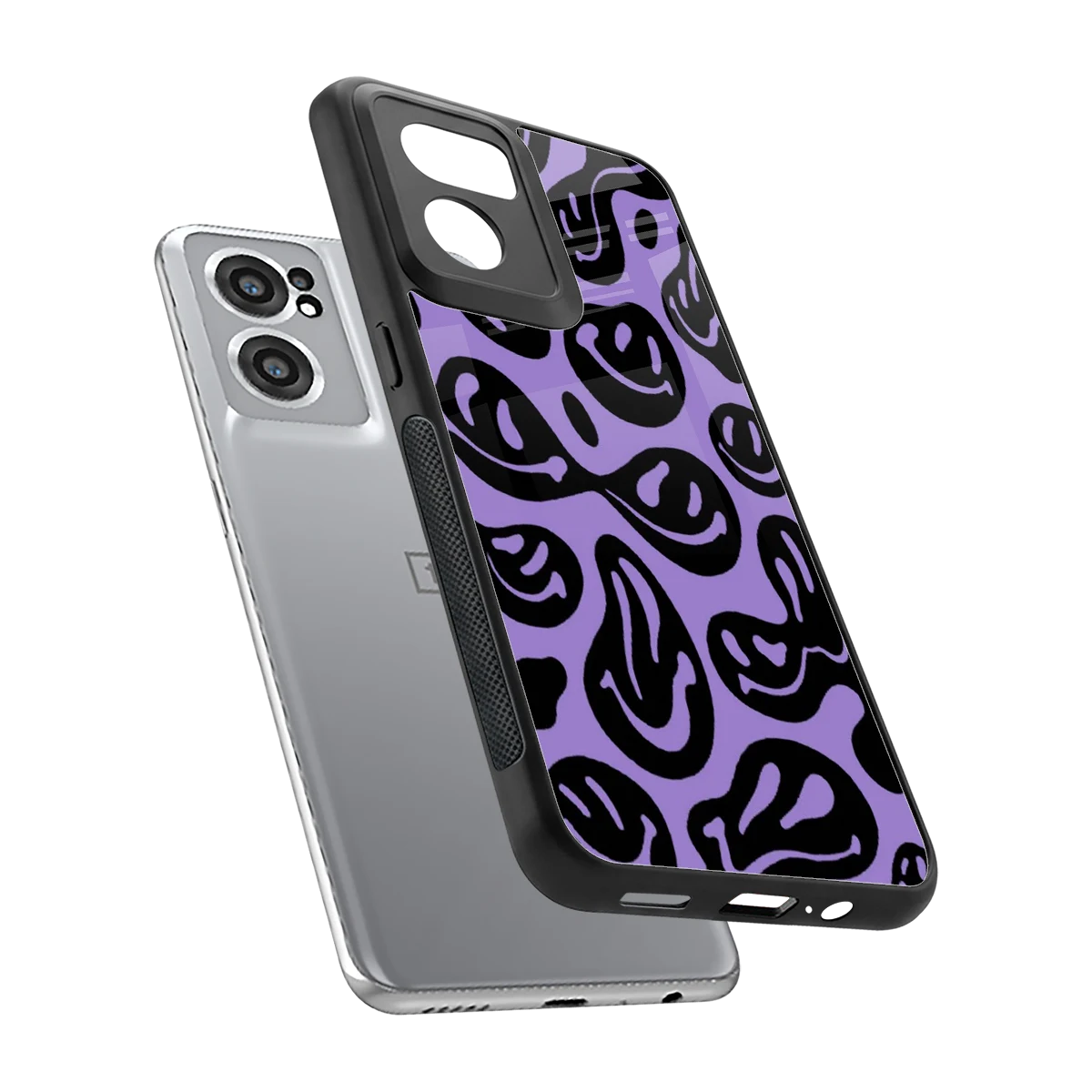 Acid Smiles Purple sleek oneplus nord ce 2 cover with tempered glass back and TPU edges