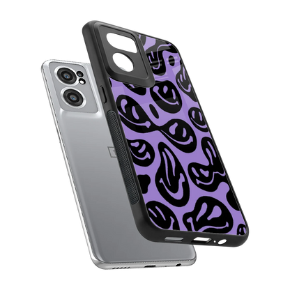 Acid Smiles Purple sleek oneplus nord ce 2 cover with tempered glass back and TPU edges