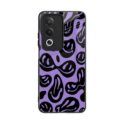 Acid Smiles Purple back phone cover | glass case for oppo a3 pro