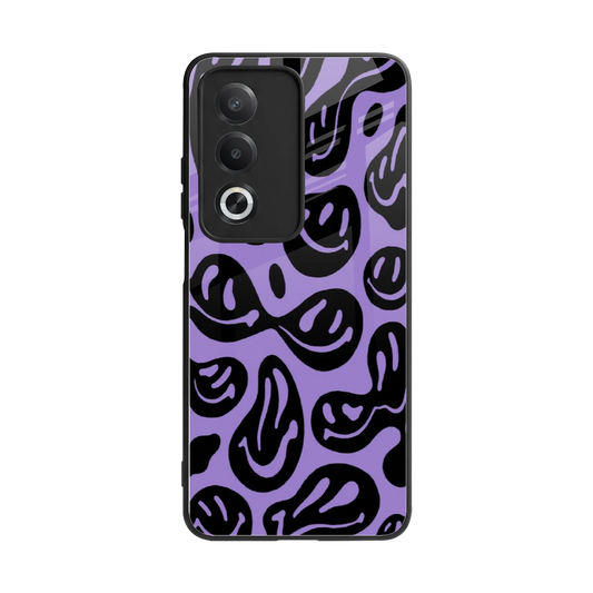 Acid Smiles Purple back phone cover | glass case for oppo a3 pro