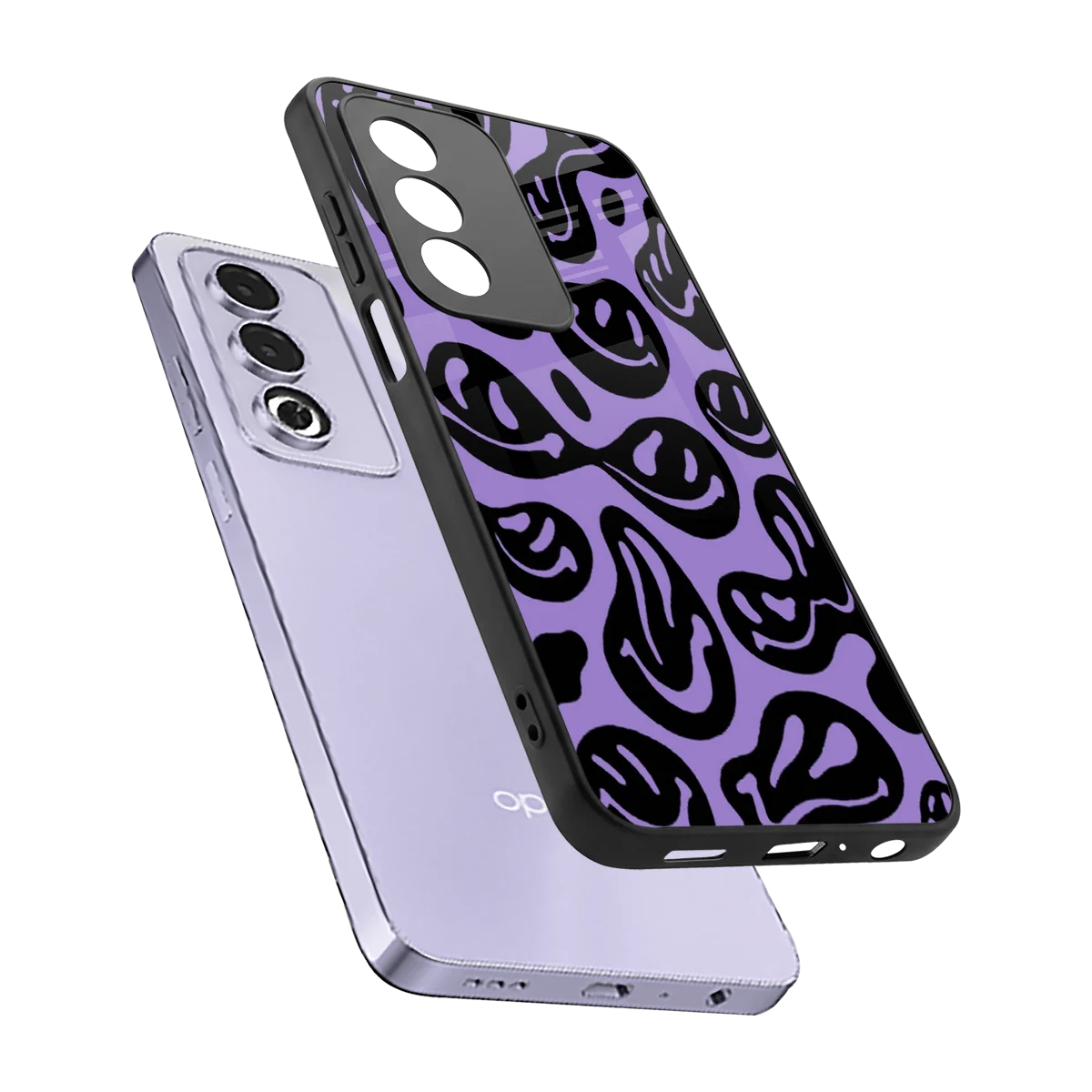 Acid Smiles Purple sleek oppo a3 pro cover with tempered glass back and TPU edges