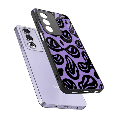 Acid Smiles Purple sleek oppo a3 pro cover with tempered glass back and TPU edges