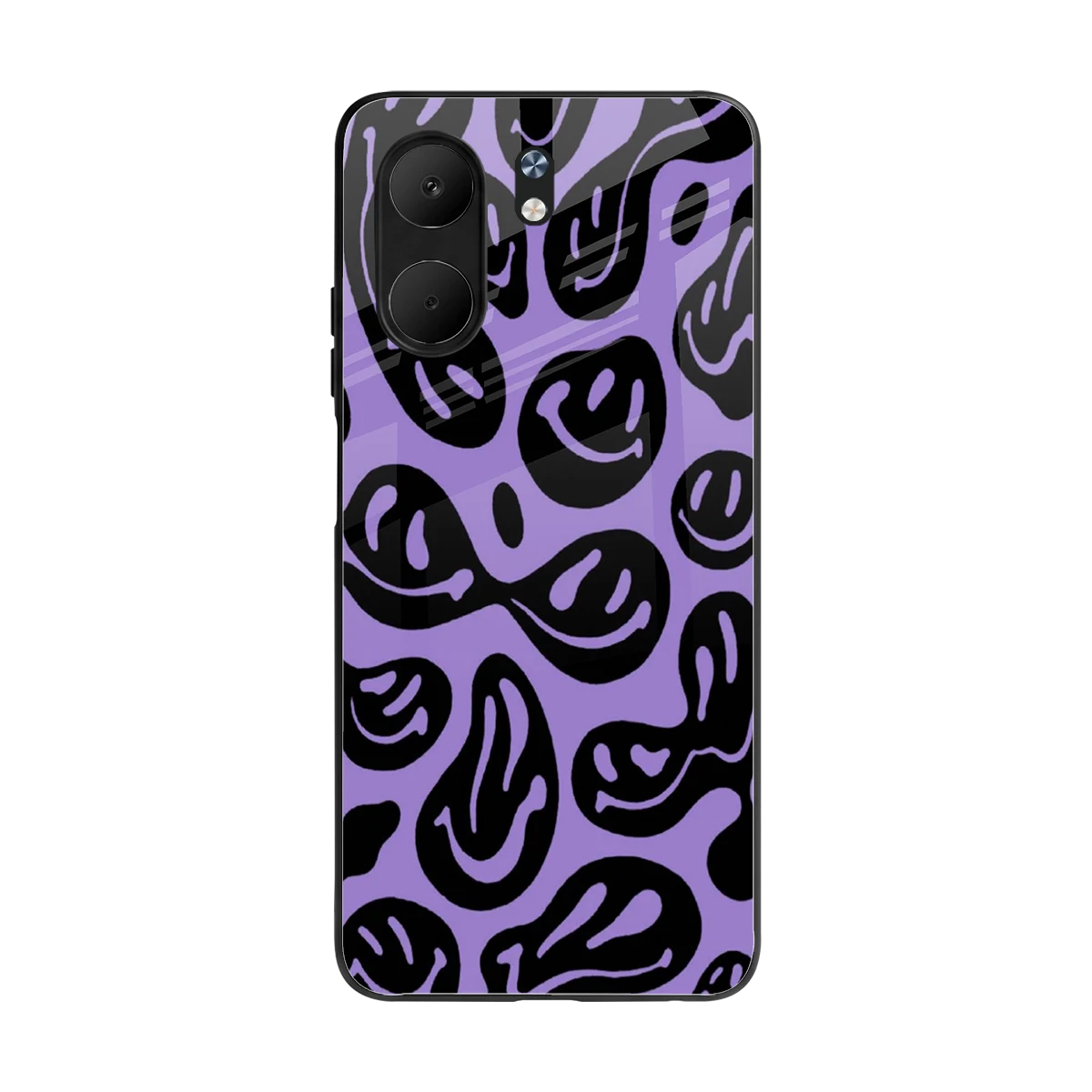 Acid Smiles Purple back phone cover | glass case for oppo a5x 5g