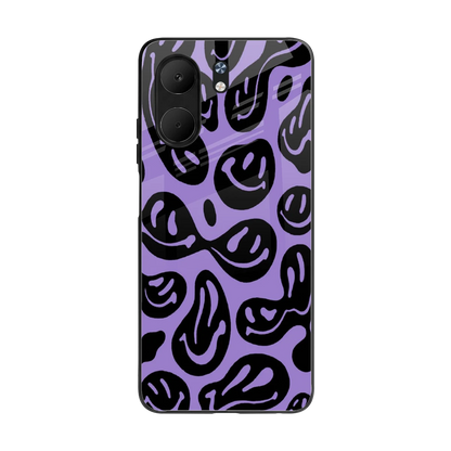 Acid Smiles Purple back phone cover | glass case for oppo a5x 5g
