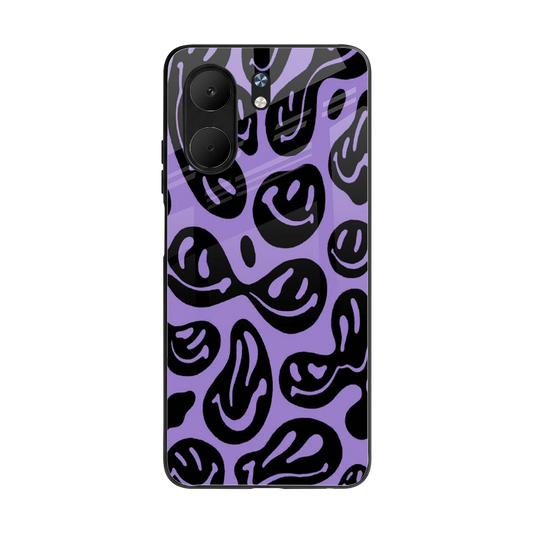 Acid Smiles Purple back phone cover | glass case for oppo a5x 5g