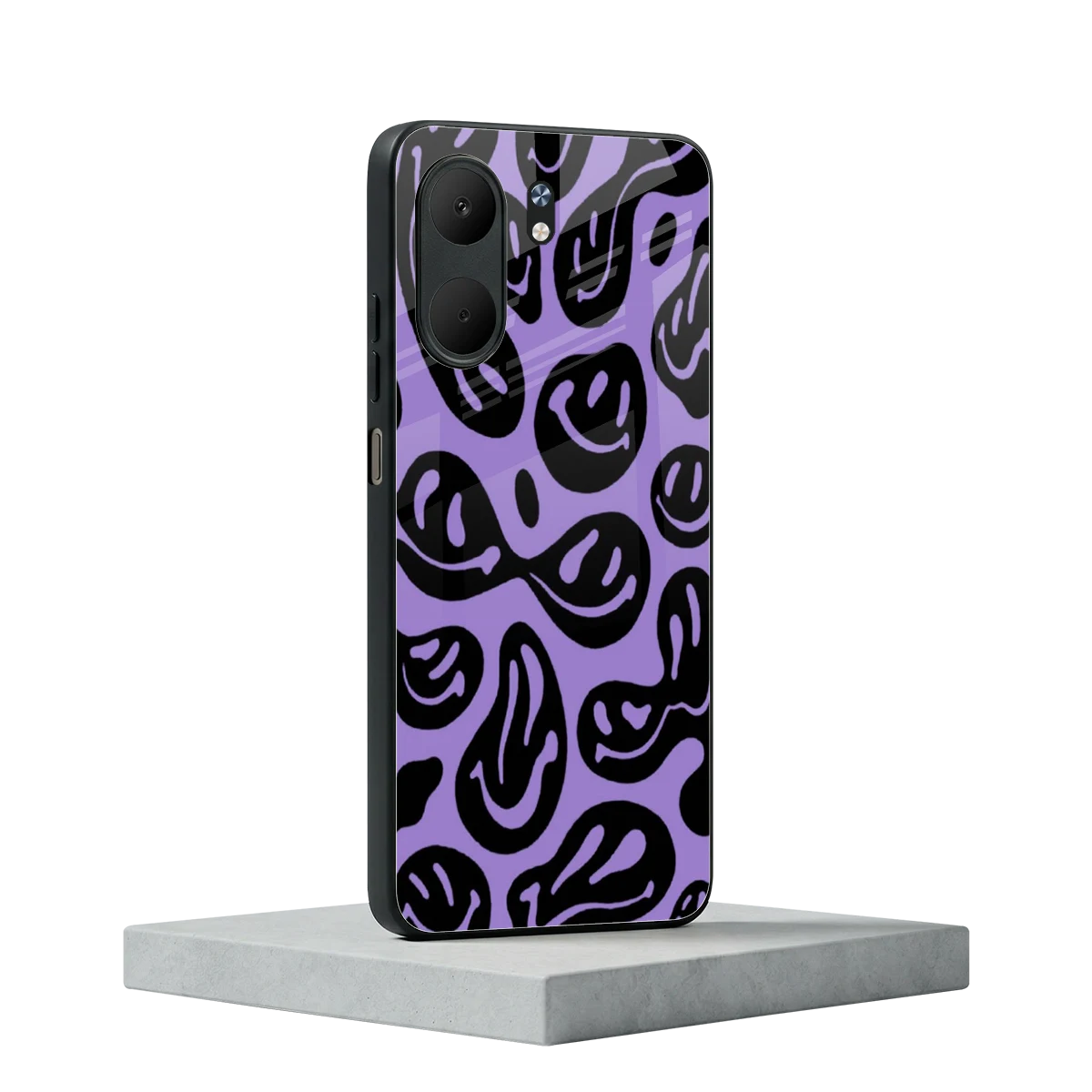 Acid Smiles Purple oppo a5x 5g mobile cover | shockproof glass phone case