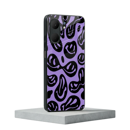 Acid Smiles Purple oppo a5x 5g mobile cover | shockproof glass phone case
